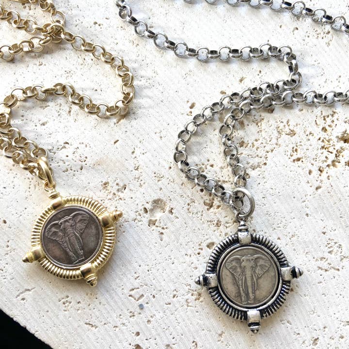 VB&CO Designs Handmade Jewelry - Venta al por mayor Collares con colgantes/abalorios - Collar con forma de elefante, joyas del zoológico universitario de Alabama big Al