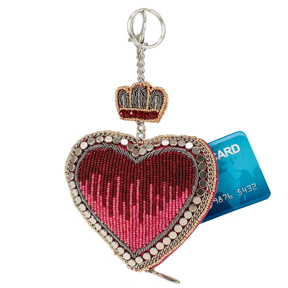 Mary Frances Accessories - Wholesale Coin purse – Women’s - Have a Heart Beaded Red Heart and Crown Coin Purse Key Fob5