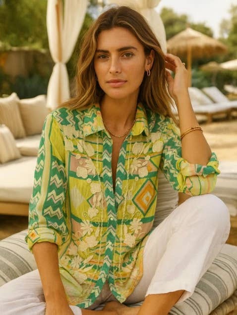 Chemise Sarita – Patchwork Floraison pour la vente par The Nu Vintage