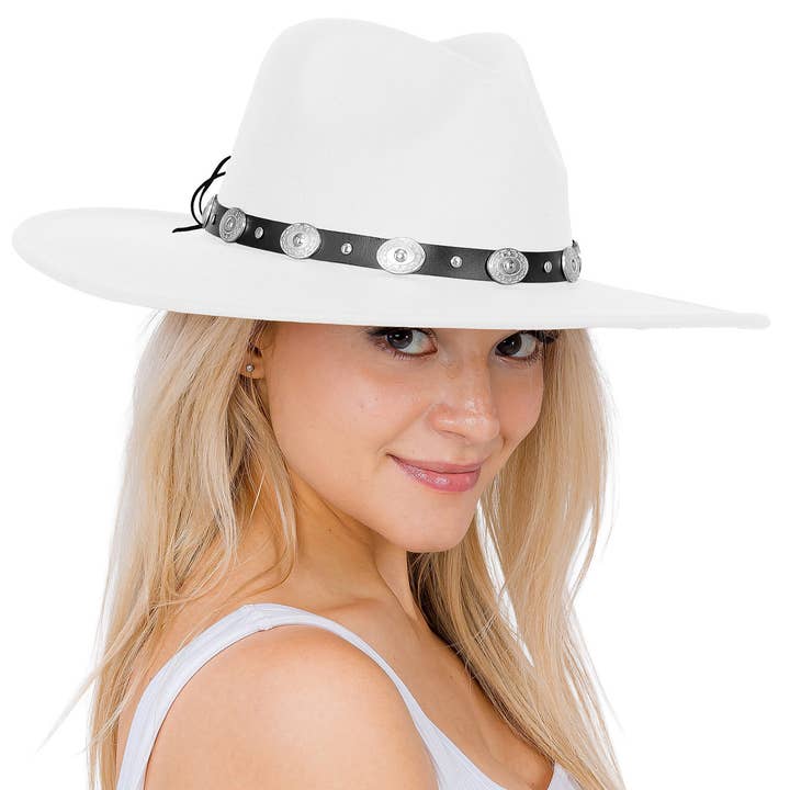 Cap Zone – Fedora - Mulher por atacado – Chapéu de Feltro Rancher de Aba Larga com Cinto de Conchas26