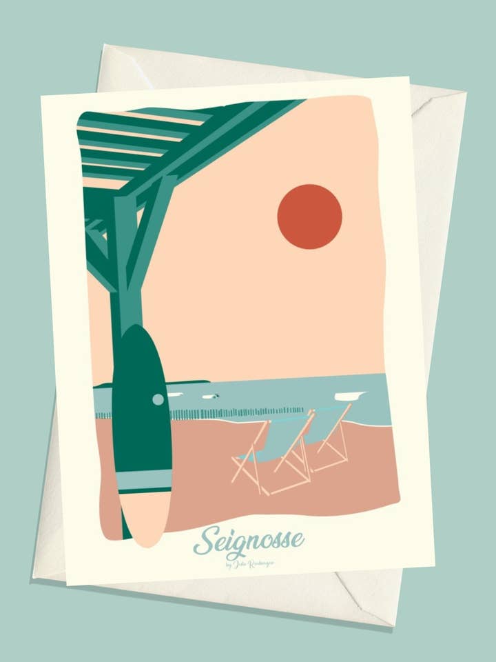 Postcard SEIGNOSSE, The Beach for wholesale by Julie Roubergue