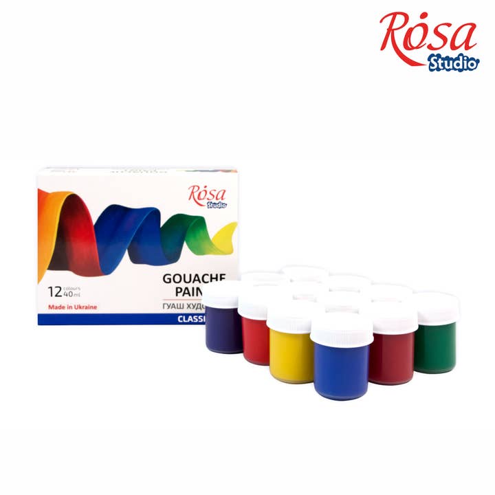 Fainotoys – wholesale Färgset – Gouache färguppsättning 12* 40 ml ROSA Studio