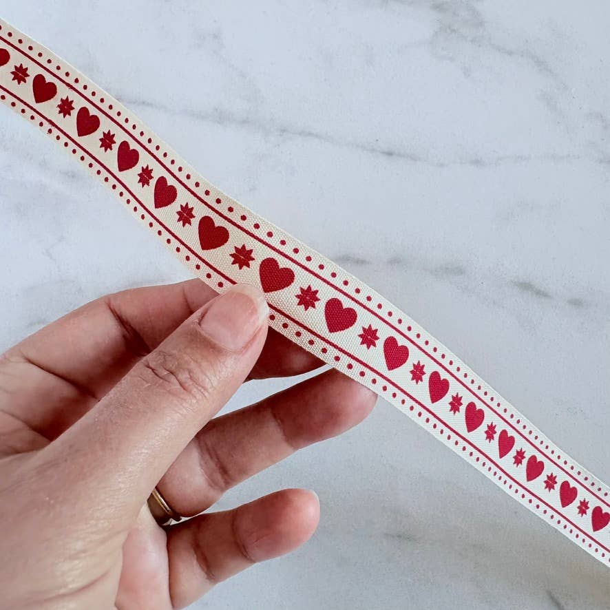 Scandinavian Hearts - Wholesale Ribbon - Gift Wrapping - Scandinavian Hearts Cotton Ribbon Gifts Crafts & Decor 5 yds11