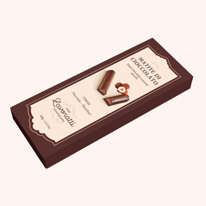 Chocolate pencils: Piemonte IGP hazelnut for wholesale by Cioccolato Lavoratti 1938