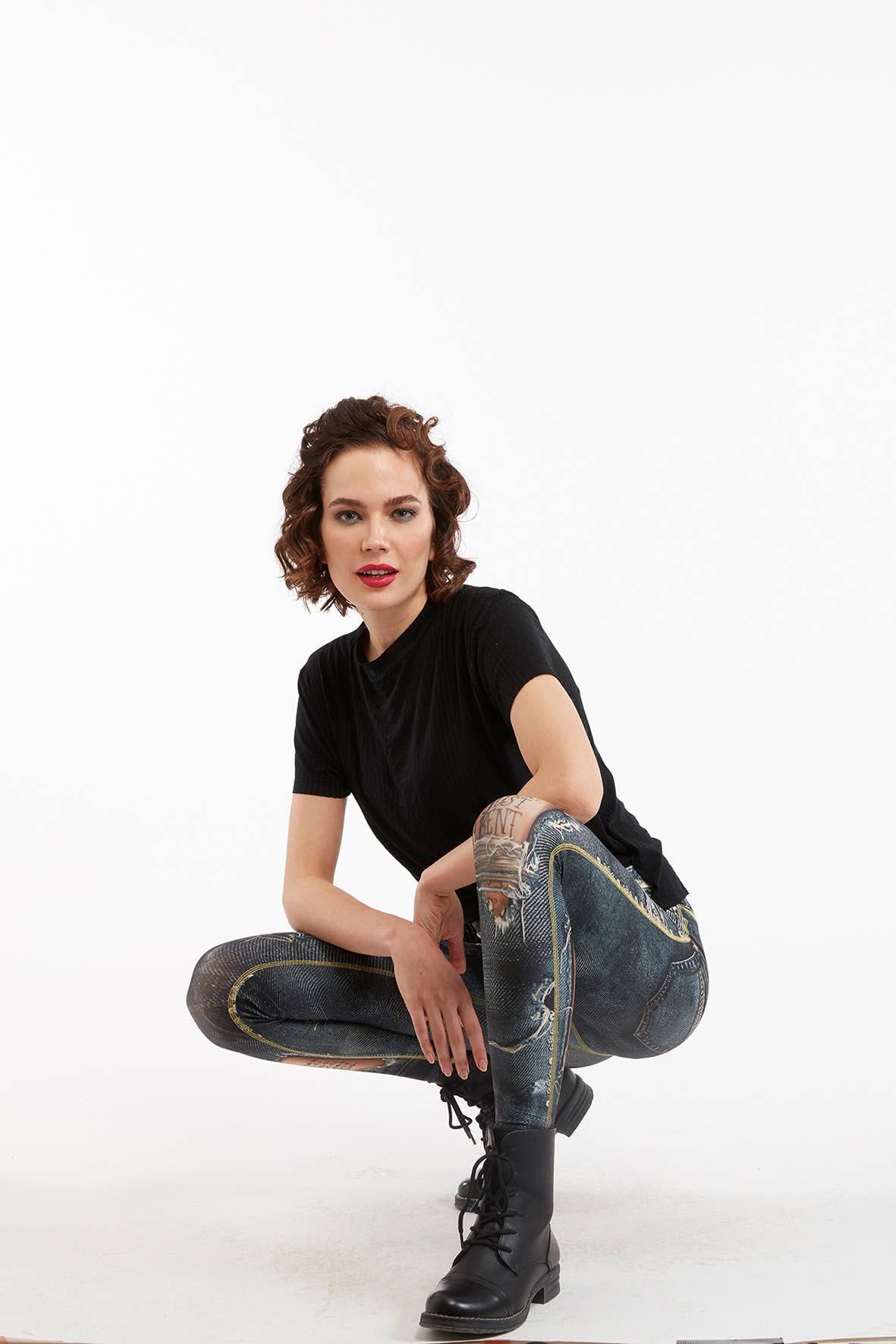 IPNG Design - Vente Legging tendance – femme - Legging à imprimé jean déchiré - Basique24