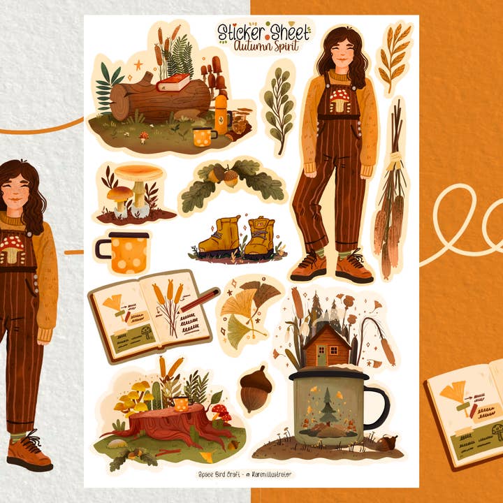 Hoja de pegatinas Autumn Spirit, pegatina decorativa para venta al por mayor de Split Moon Studios