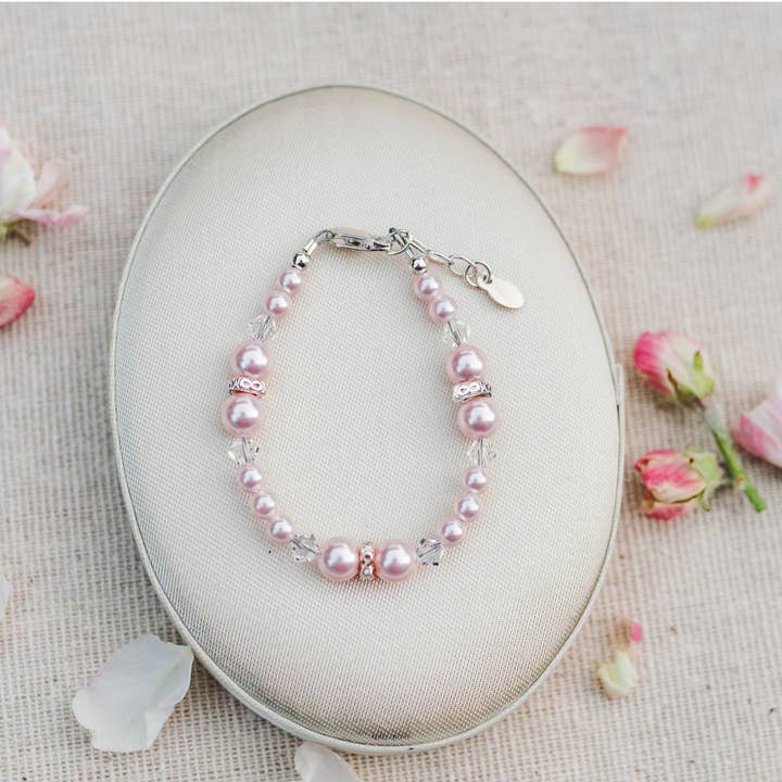 Cherished Moments - Wholesale Beaded Bracelet - Kids - Girls Sterling Silver Pink Pearl Baby & Children's Bracelet