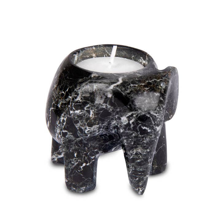British Fossils – wholesale Candle holder – Marble 3" Elephant Tea-Light Holders