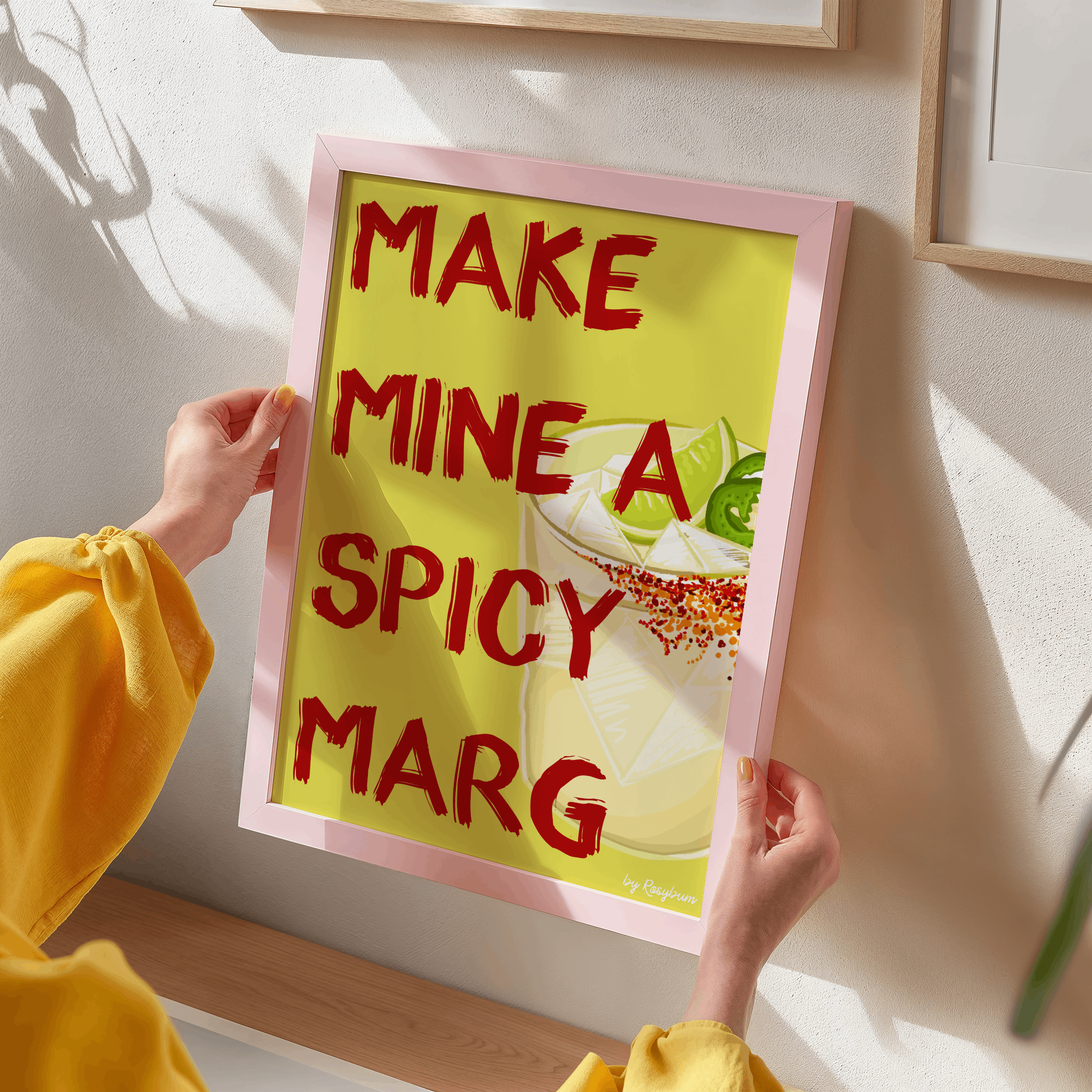 by Rosybum - Wholesale Art Print - Make Mine A Spicy Marg - Spicy Margarita Cocktail Wall Art6