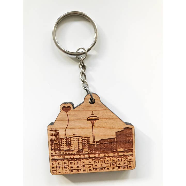 Seattle Space Needle Wooden Key Chain for wholesale by noteify
