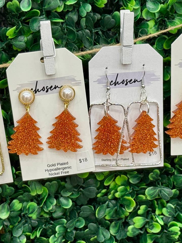 Orange Glitter Acrylic Christmas Tree Collection for wholesale by Chosen
