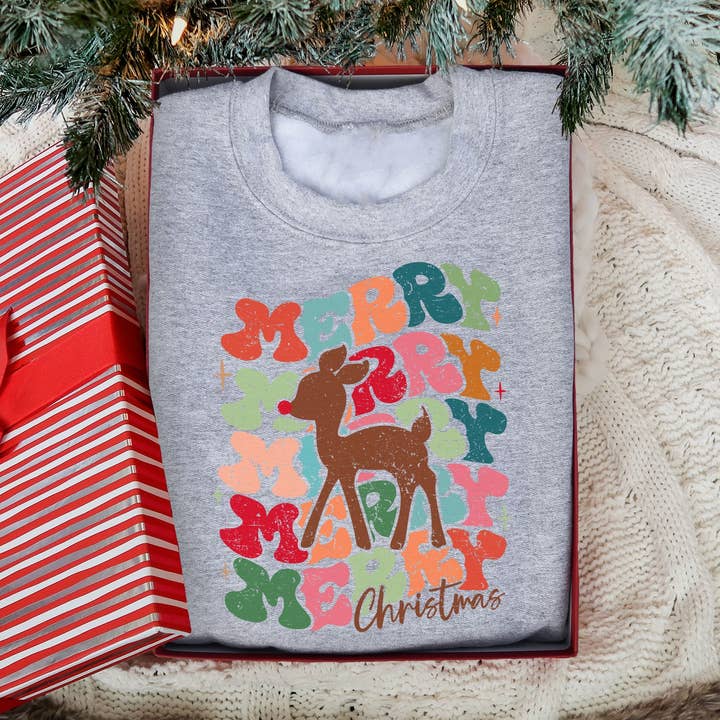 Sport Grey Merry Christmas Rudolph Fleece for wholesale on Faire0