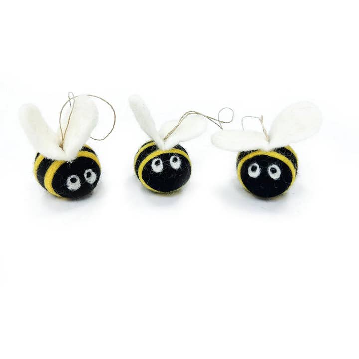 Friendsheep - Wholesale Ornament set - Buzzy Bumble Bees Eco Wool Ornament - Set of 31