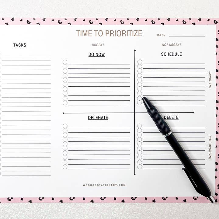 Priority Matrix Note Pad - based on the Eisenhower Matrix for wholesale by Woohoo! Stationery