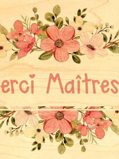 TARJETA POSTAL DE MADERA / GRACIAS MAESTRA FLORES para venta al por mayor de Hironwoods