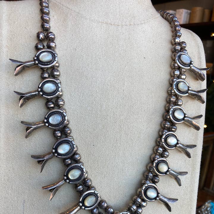 Native Vintage Mother of Pearl Sterling Squash Blossom
for wholesale by Rainbow Trading Post