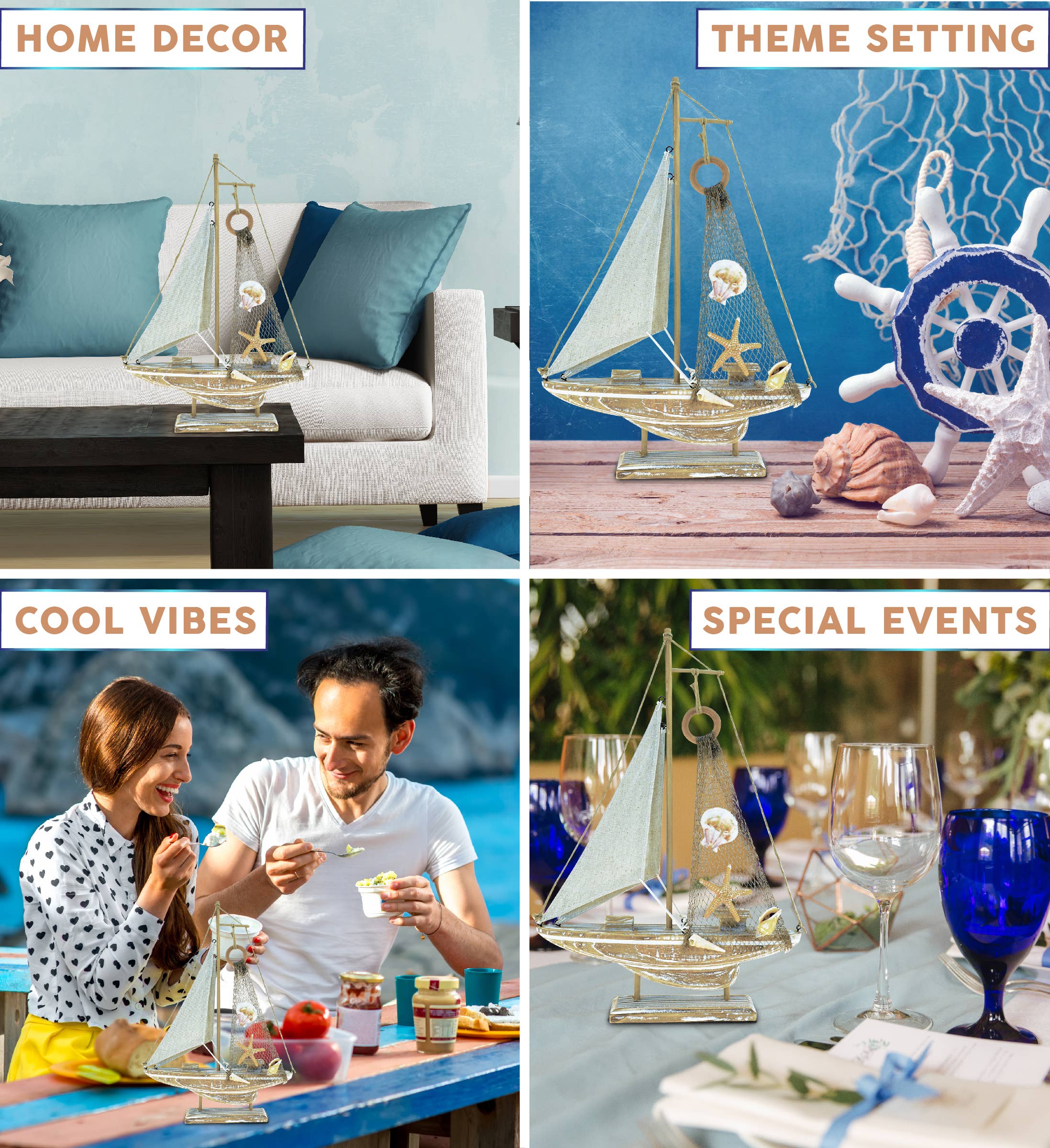 Cota Global - Wholesale Decorative Figurine - Nautical Décor - Baja Haven Sailboat2