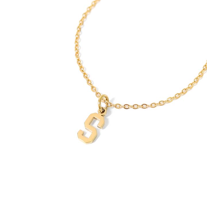 WJW - Wholesale Individual Charm/Pendant - 18K Gold PVD Stainless Steel Small Sport Letter Charm5