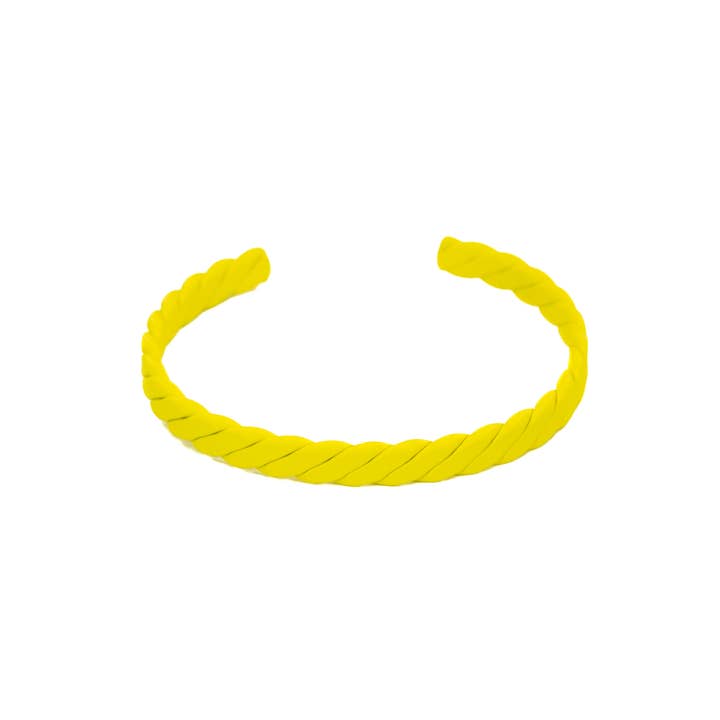 Matte Yellow #54 Twisted Flat Cuff Bracelet for wholesale by Savvy Bling