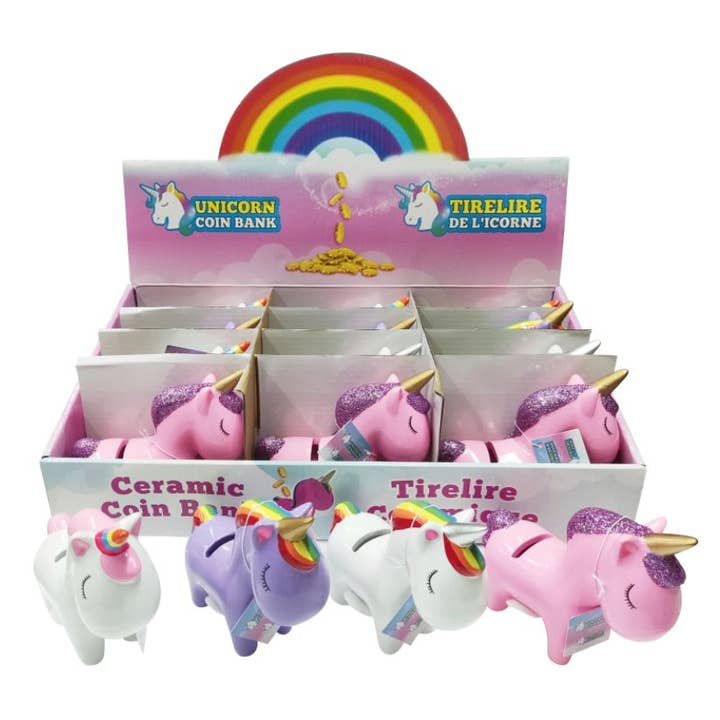Handee Products - Wholesale Money/Piggy Bank - Kids & Baby - Unicorn Ceramic Coin Bank - 5"