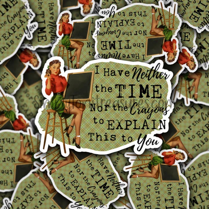 1 Funny Sarcastic Retro Women 50s Stickers -4.16 x 3In for wholesale by Simply Toni Treasures