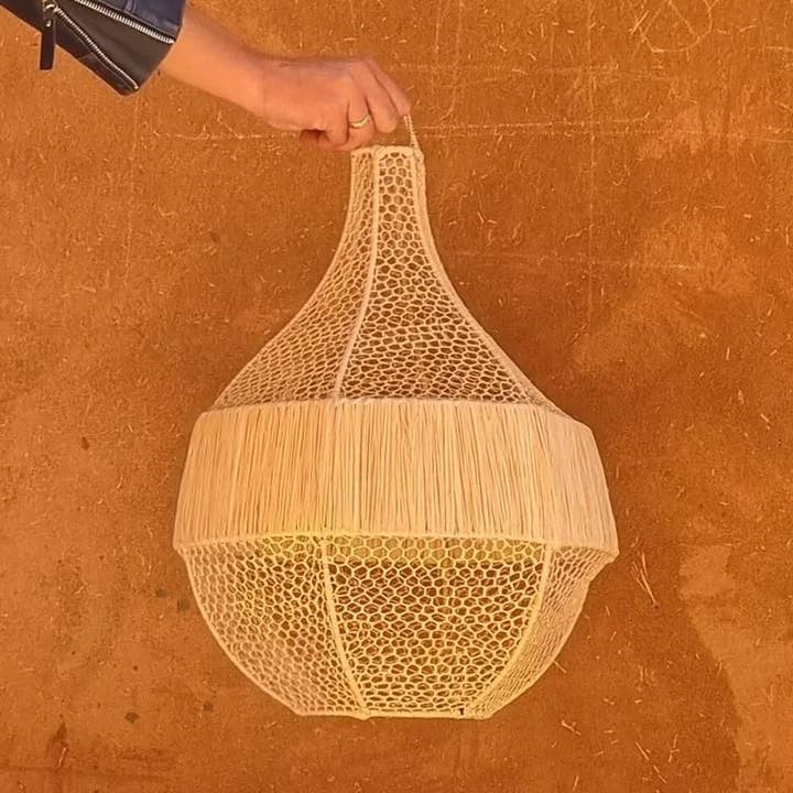 Suspension in raffia Lampshade lace for wholesale by HandmadeBestSeller