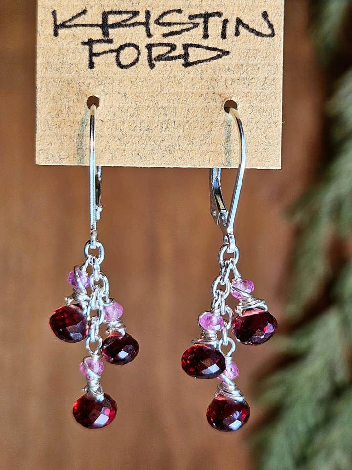 Garnet & Pink Sapphire Earrings ERD2425 for wholesale by KRISTIN FORD Jewelry With Meaning