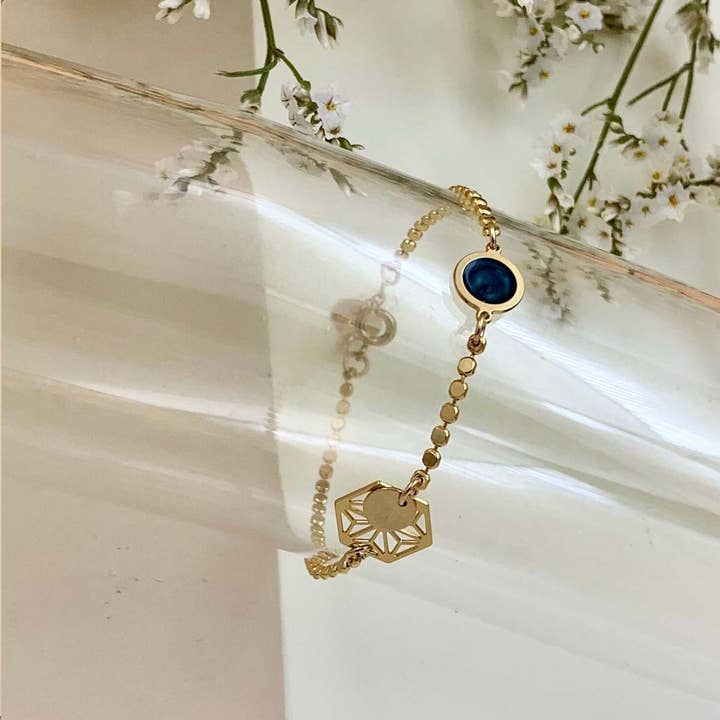 Bracciale medaglione Fiore della vita Oro per la vendita all'ingrosso da parte di Lili B