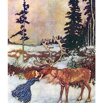 Laughing Elephant - Vendita all'ingrosso Biglietti di auguri di Natale - Gerda e la renna - Biglietto Storybook Classics1