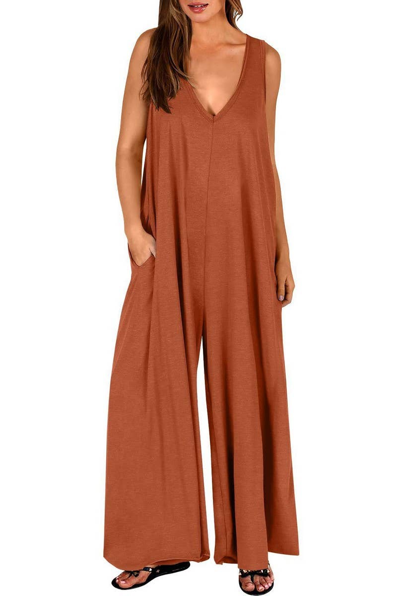 NINEXIS - Wholesale Jumpsuit - Women's - CWSJS0719_SOLID COLOR CASUAL LOOSE POCKET JUMPSUIT3