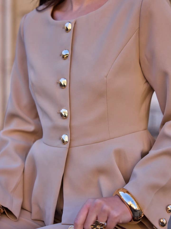 Frime - Vente Veste – femme - Veste péplum avec boutons dorés - 32674