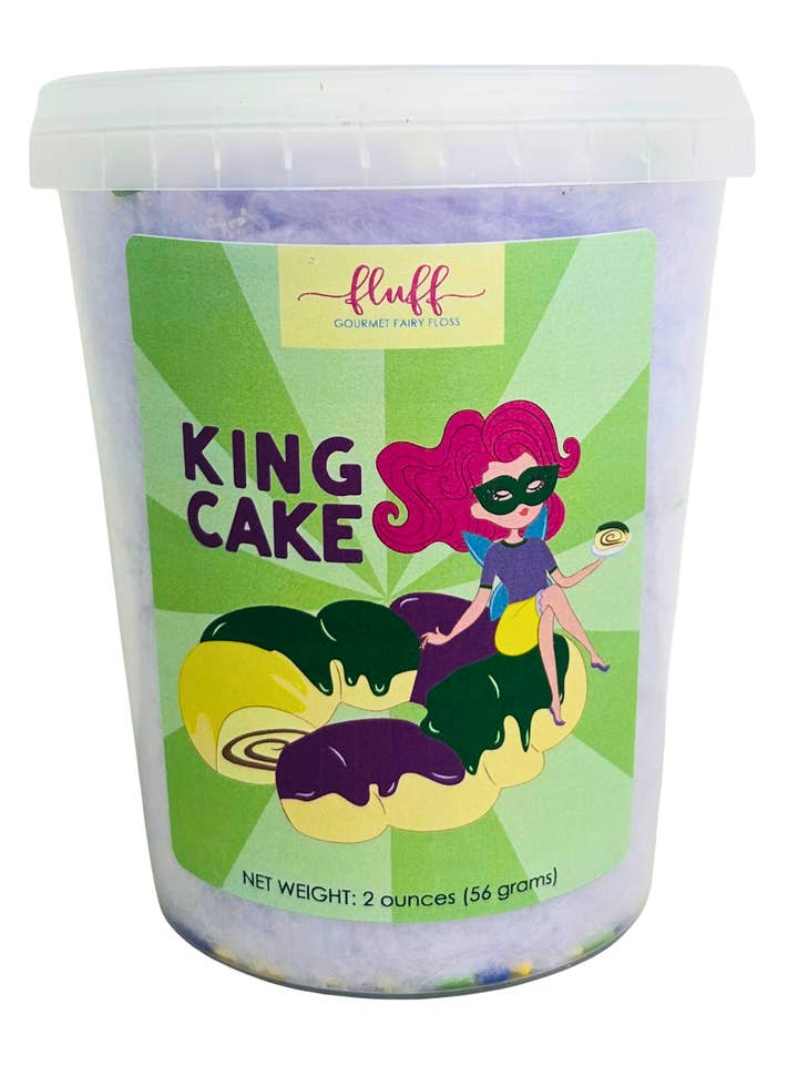 King Cake Cotton Candy for wholesale by Fluff gourmet fairy floss