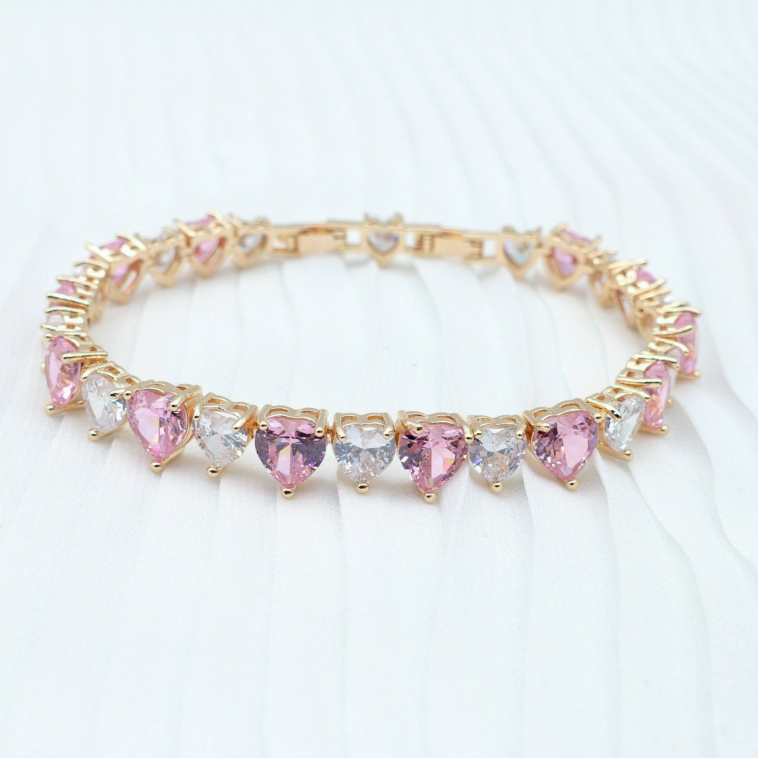 Daemon srls - Vente Bracelet tennis - CHERIE - bracelet tennis avec zircone cubique en forme de cœurs alternés4