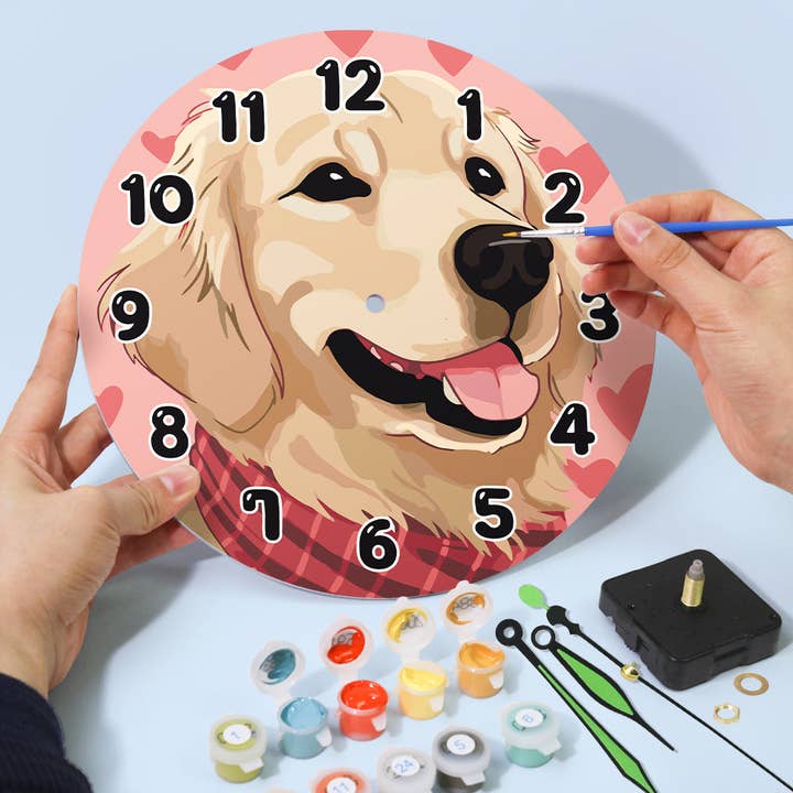 Paint Your Numbers - Wholesale DIY Craft Kit - Paint the Moment – Golden Pup Clock Kit9