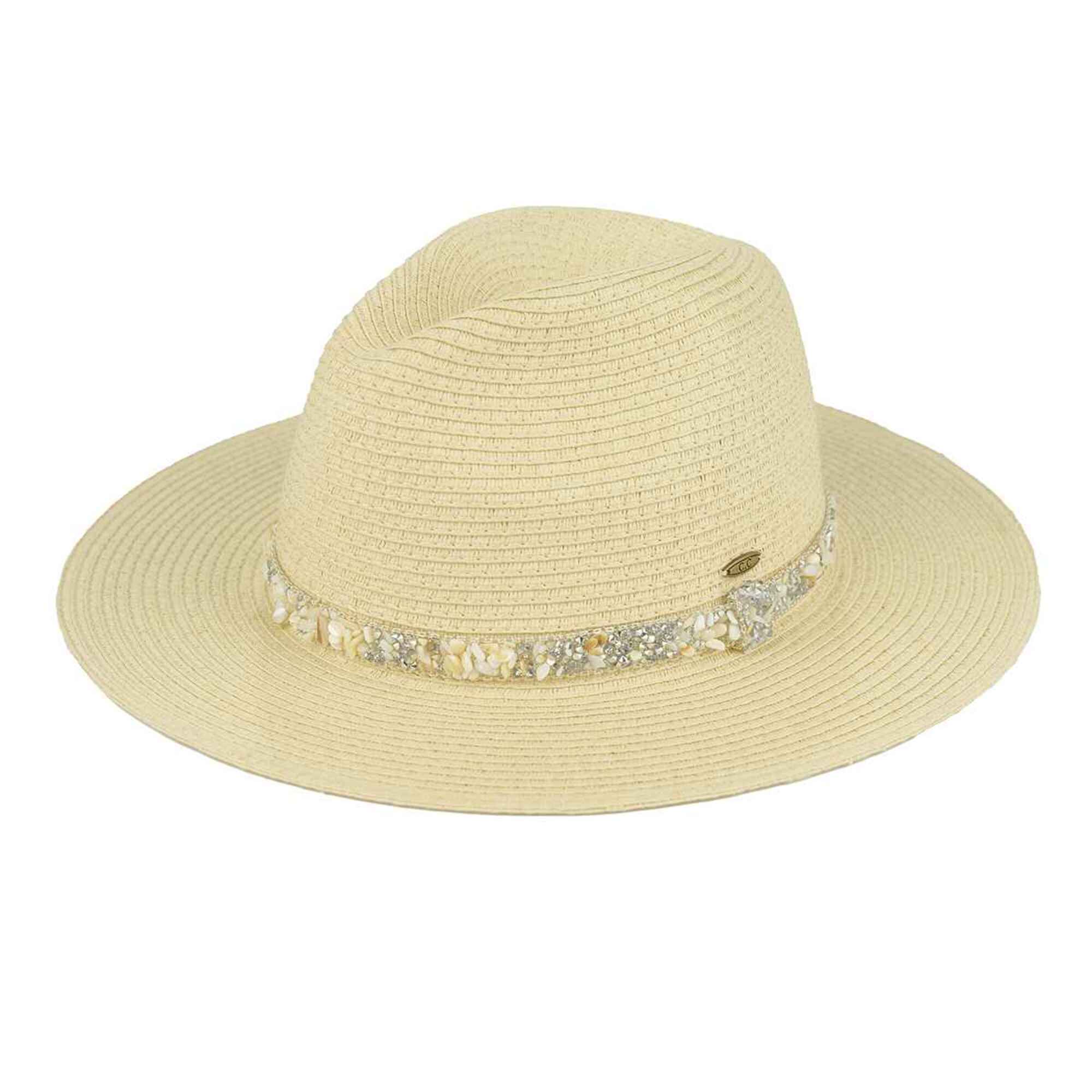 MiMi Wholesale - Wholesale Straw Hat - Women's - STI02 Gem Cluster Band Straw Panama Hat5