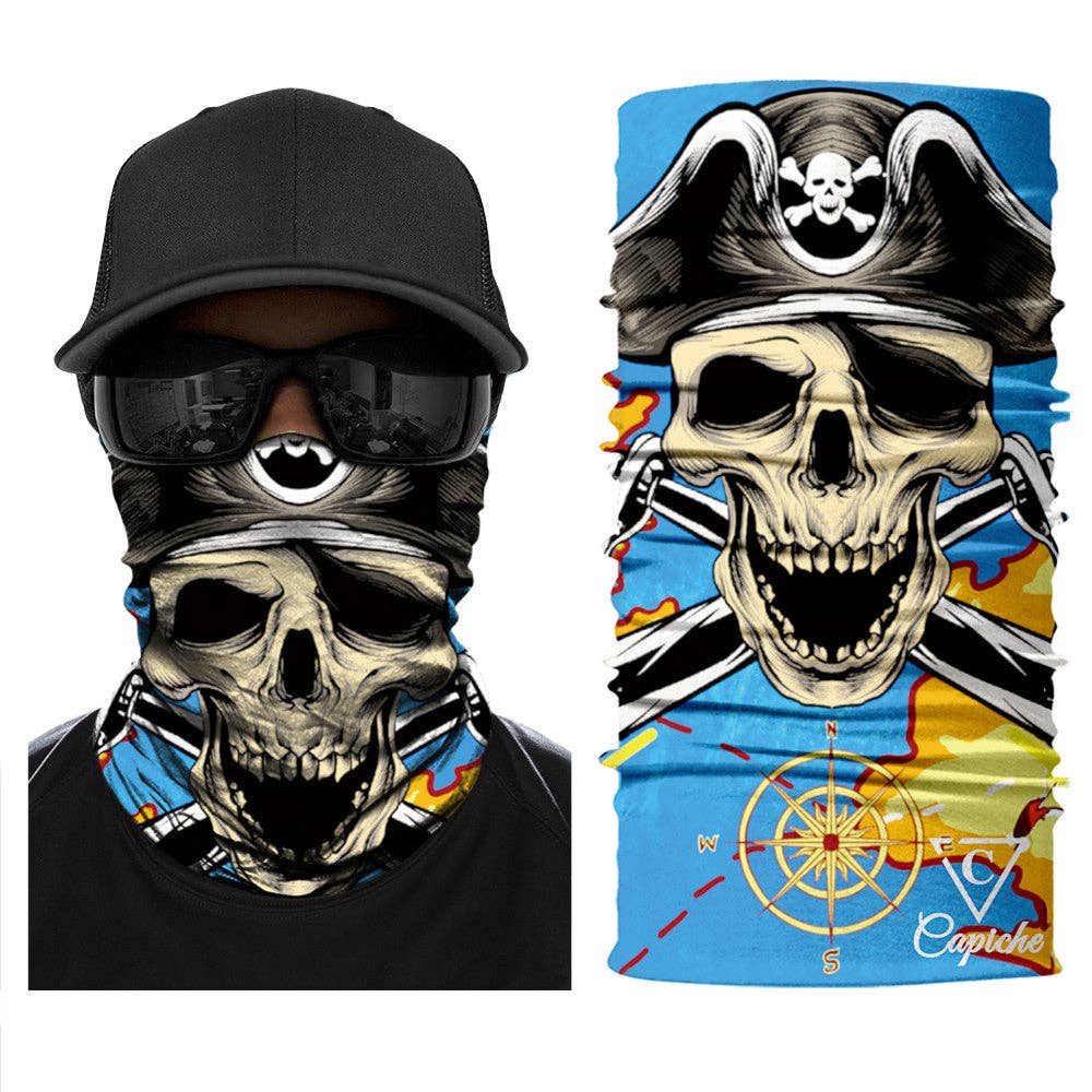 Capiche - Vente Masque/visière de protection pour le visage - Masque de Motard Carte au Trésor - Bleu0