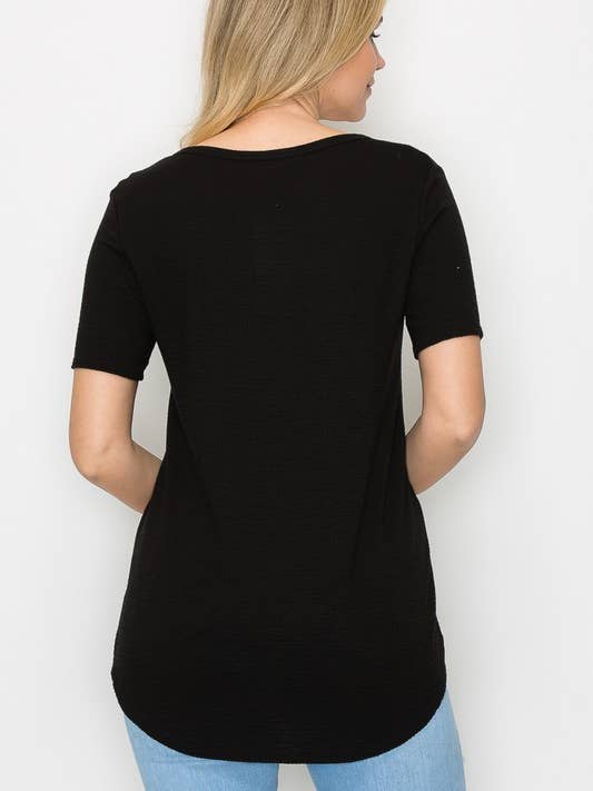 A.gain – wholesale Tunika - Dam – 10721SS518 - FRÄMRE LACED DETALJ KORTÄRMAD SOLID TOPP7