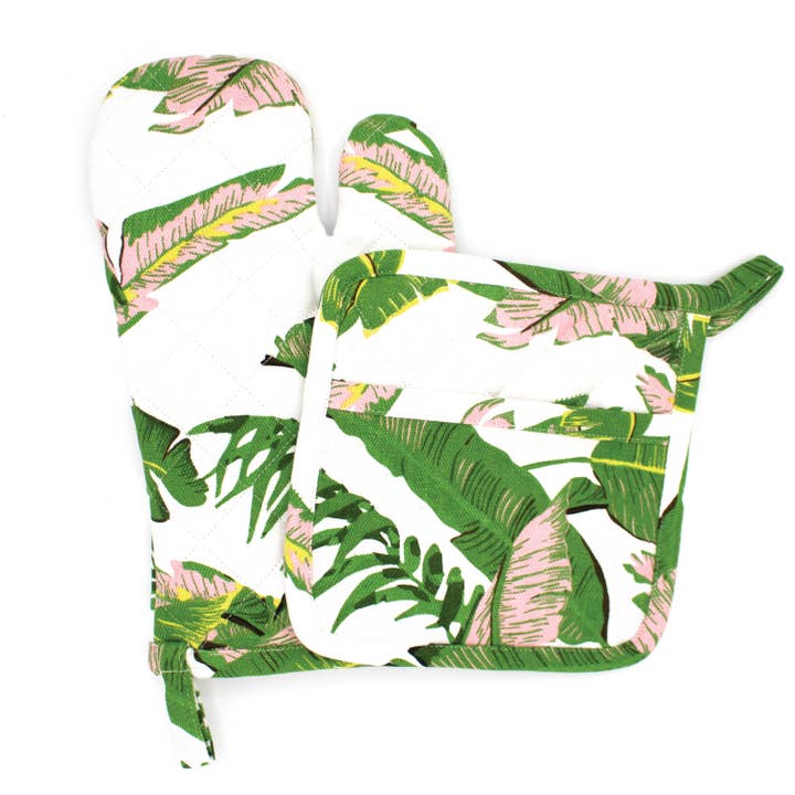 Natural Botanical Oven Mitt Set for wholesale by 8 Oak Lane