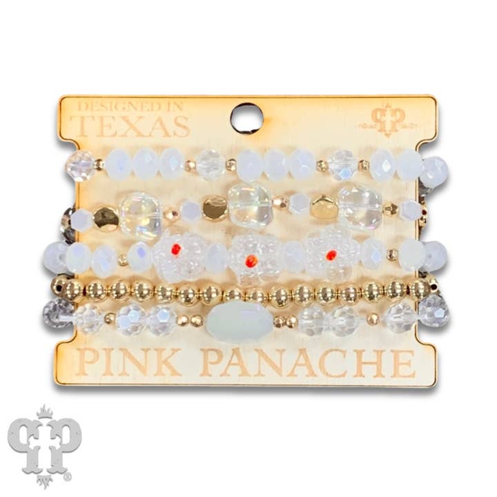 Pink Panache Brands - Wholesale Jewelry Set - Glass bead variety mix bracelet stack - LC7