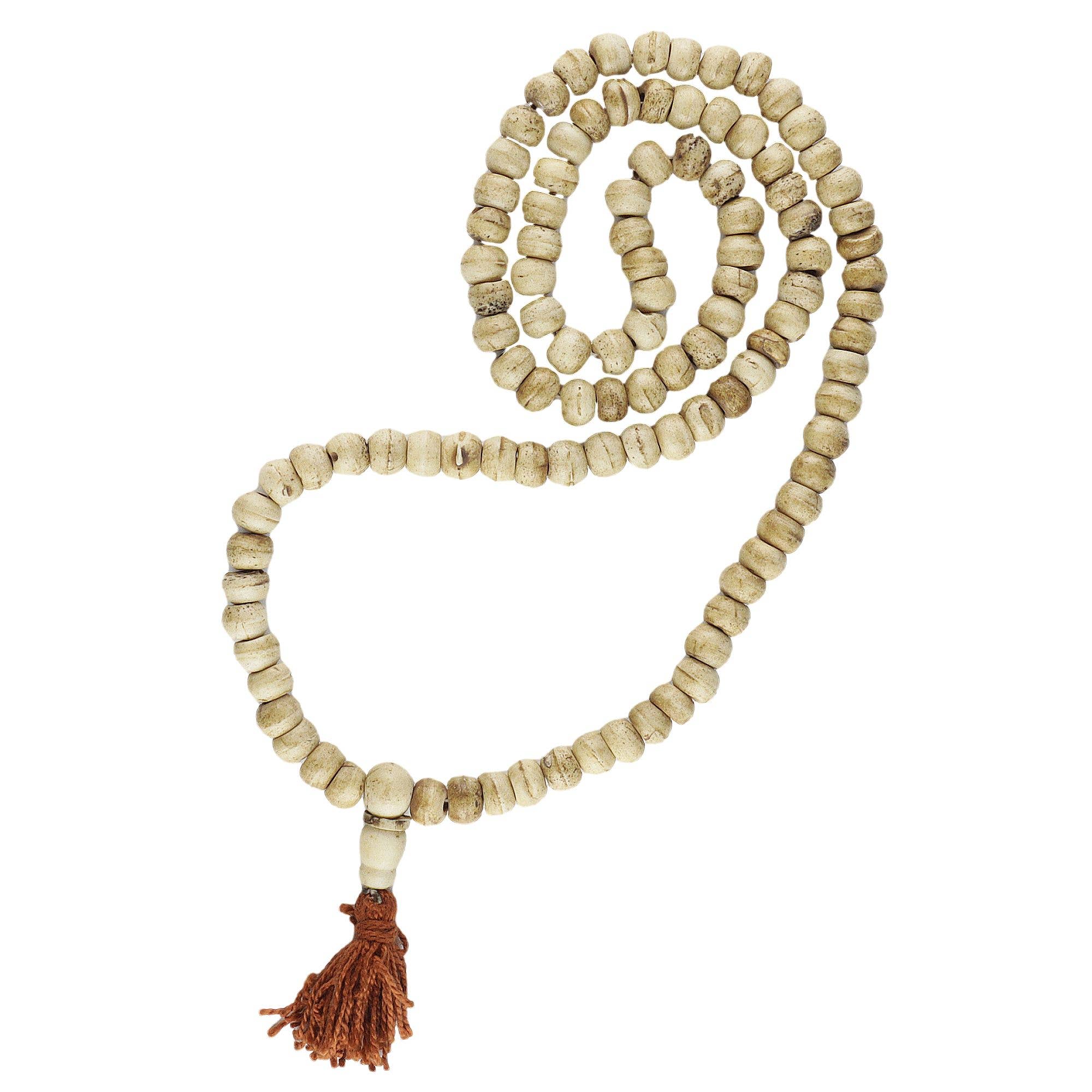 Tribal Trade GmbH - Wholesale Bib Necklace - Prayer chain bone beads beige tassel brown necklace mala2