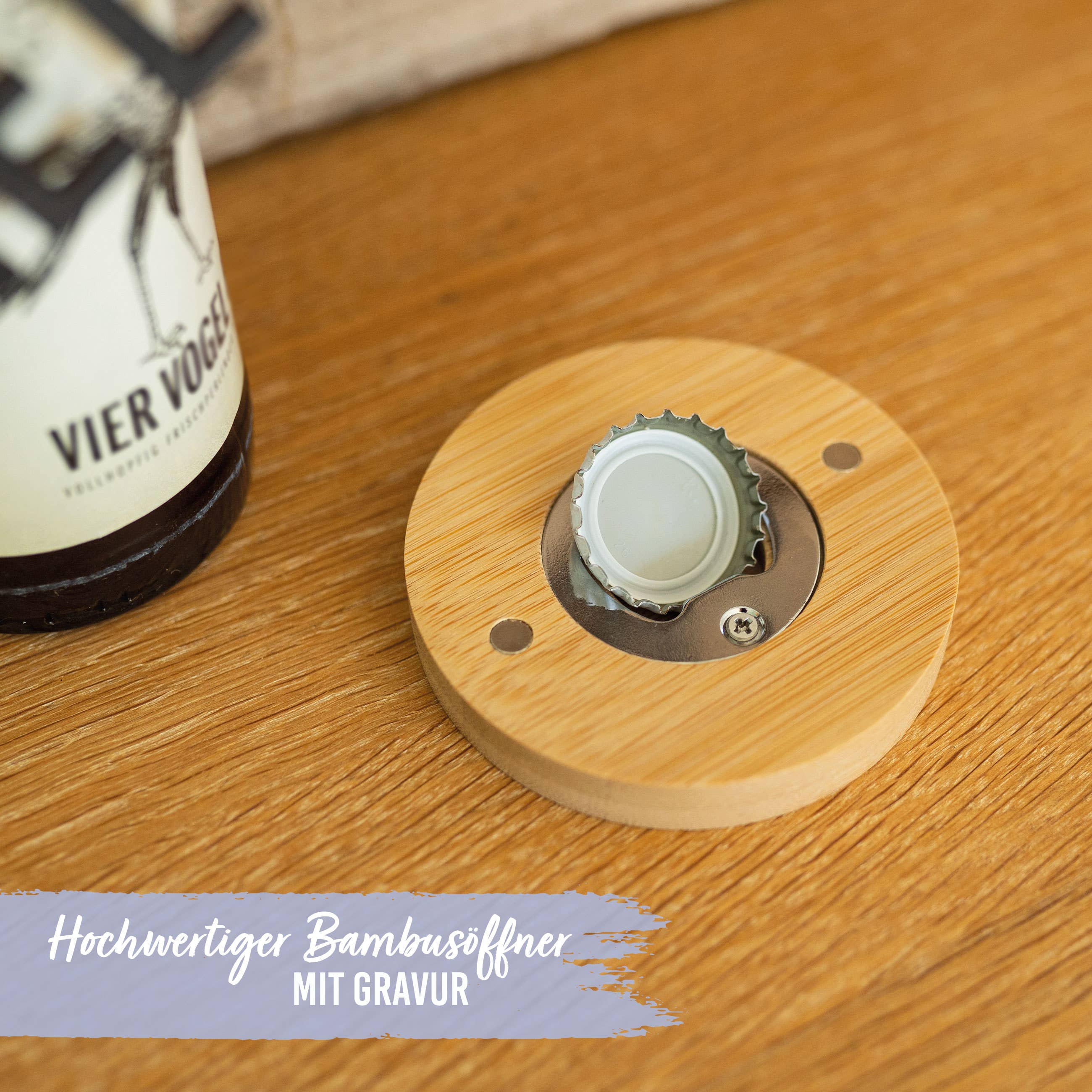 Papierdrachen - Wholesale Bottle/Wine Opener - Wooden Bottle Opener - Bamboo - with Engraving Dad Set 012