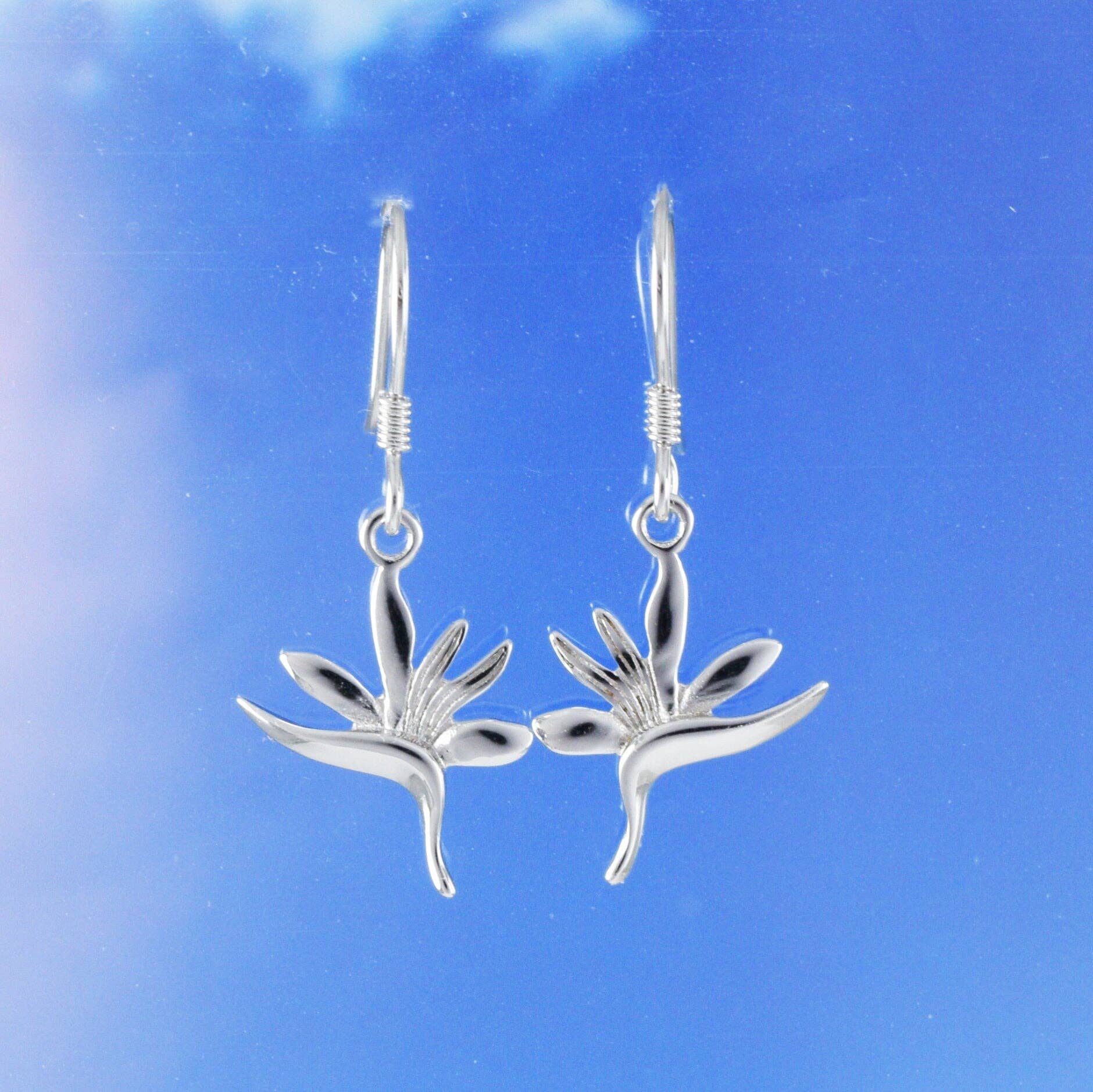 Paradise Treasures Jewelry - Wholesale Dangle Earrings - Hawaiian Bird of Paradise Earrings, Sterling Silver Bird of Paradise Dangle Earrings, Christmas Anniversary Birthday Mom Gift