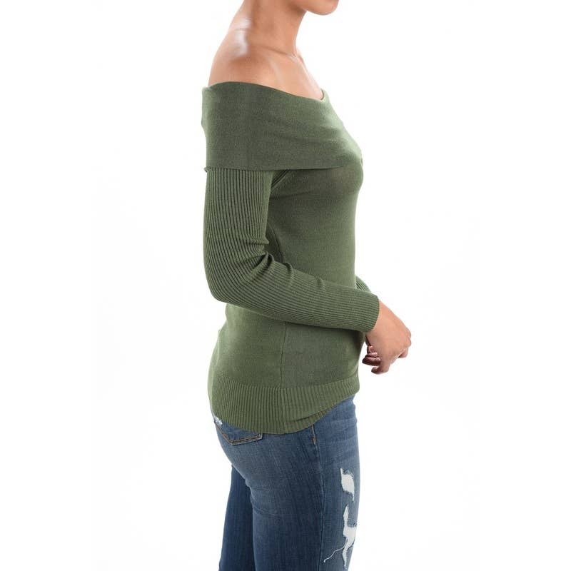 Mak - Venta al por mayor Jersey corto de punto - Mujer - Suéter de punto suave de rayón y elástico con hombros descubiertos MK35982