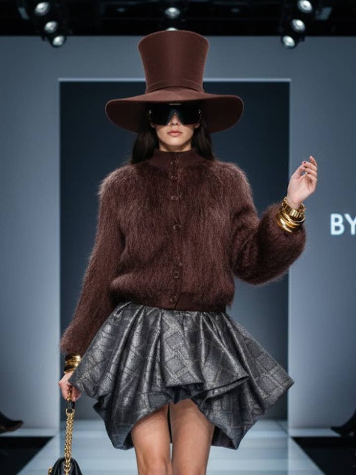 Brown Stand-Up Collar Jacket For Women, Gramercy, BYMANYC New York. for wholesale by BYMANYC NEW YORK