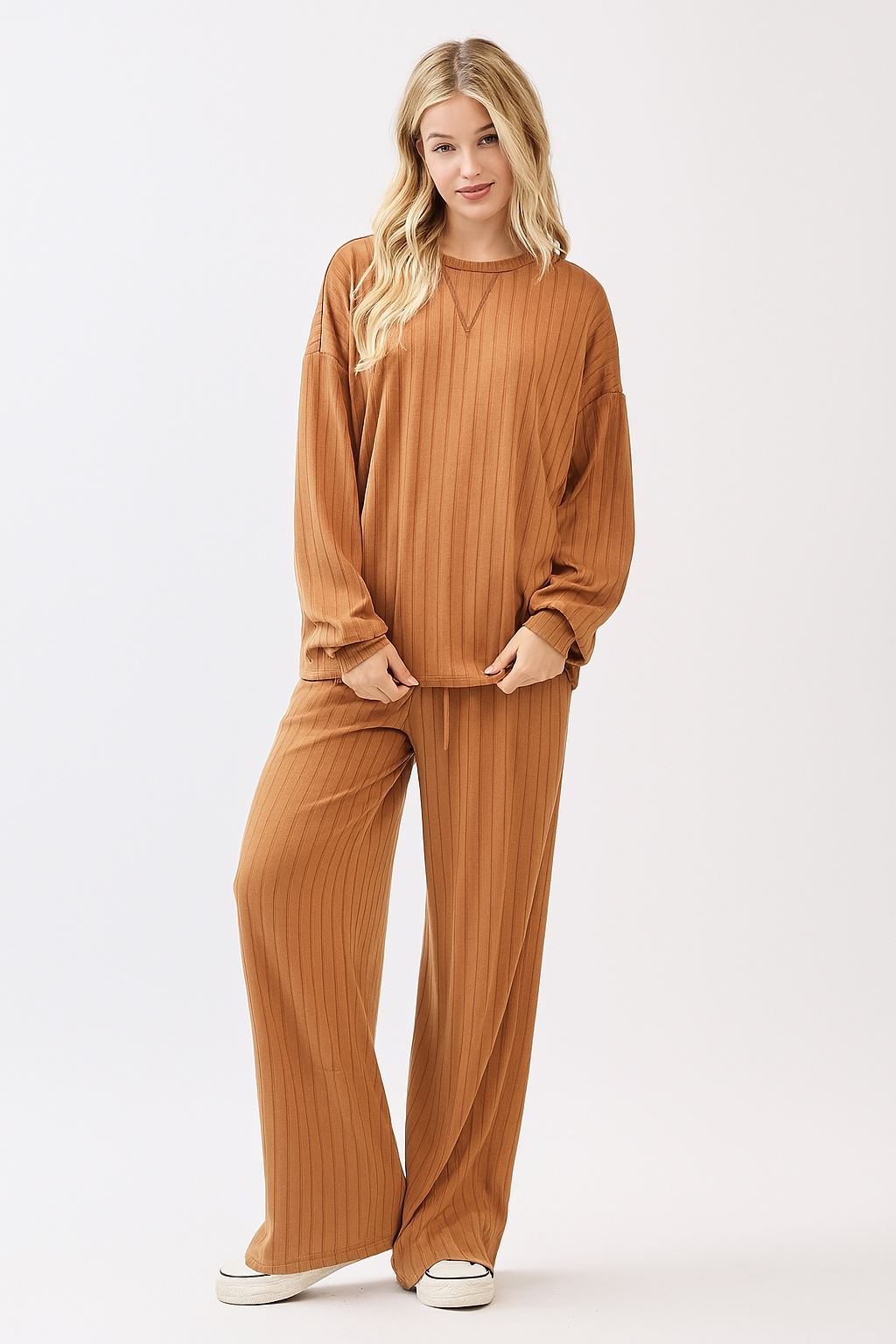 BOMBOM - Wholesale Pants - Women's - PA1146 Rib Knit Wide Leg Pants5