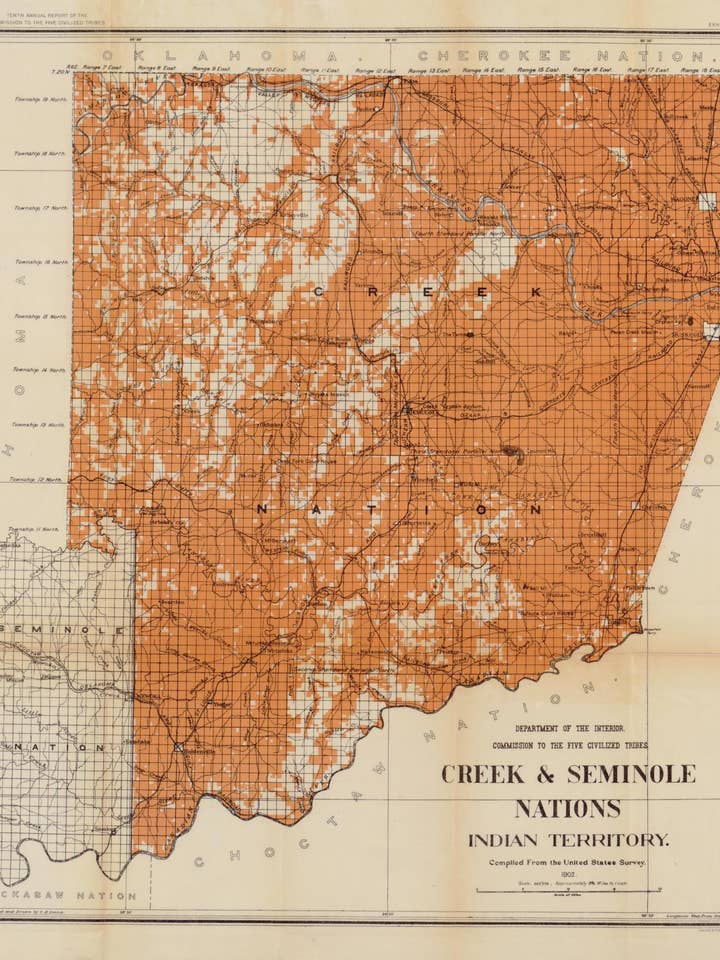 Creek & Seminole Nations, Indian Territory : Compiled from the United States Survey (Creek and Seminole Nations, Indian Territory) 1902 for wholesale by Relic Map Co.