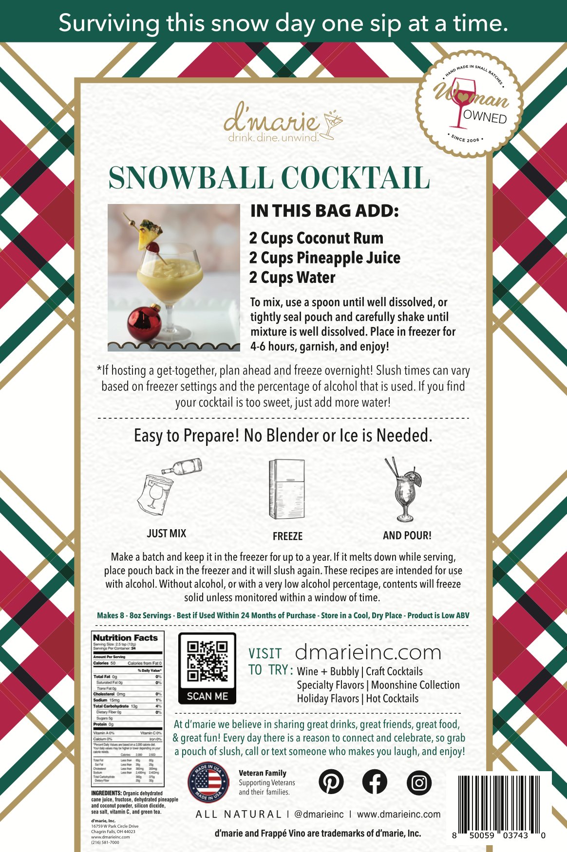 d'marie inc. – Engroshandel Cocktailmix/sirup – Snowball Cocktail - Klar-til-frys Cocktail2