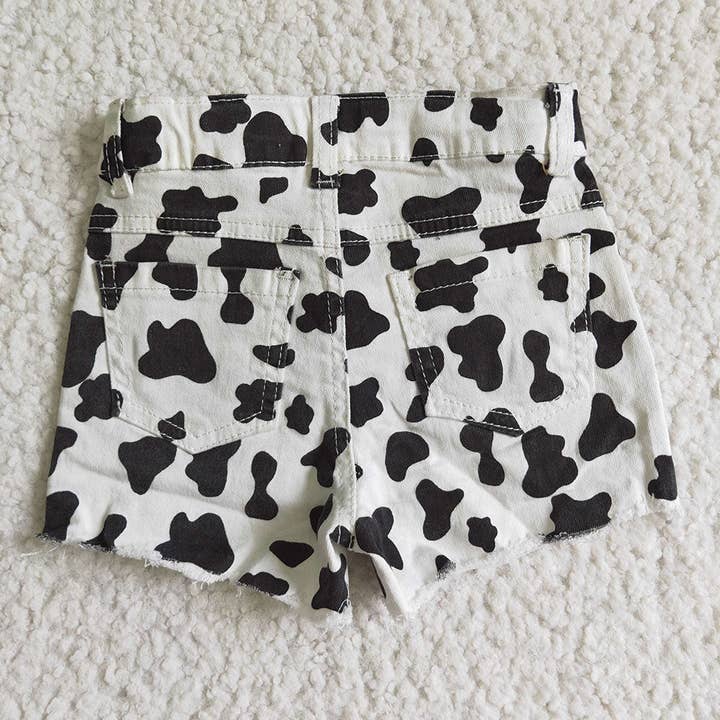 Aier Wholesale - Wholesale Shorts - Kids - Baby Girls cow print summer denim shorts1