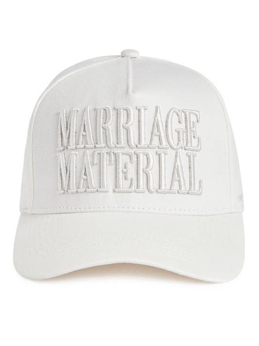 MARRIAGE MATERIAL™ TRUCKER (TONAL WHITE) for wholesale by BRIDEMERCH