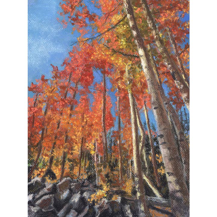 Fall Orange Red Yellow Aspen Trees Colorado Art Print for wholesale by Duck Girl Art